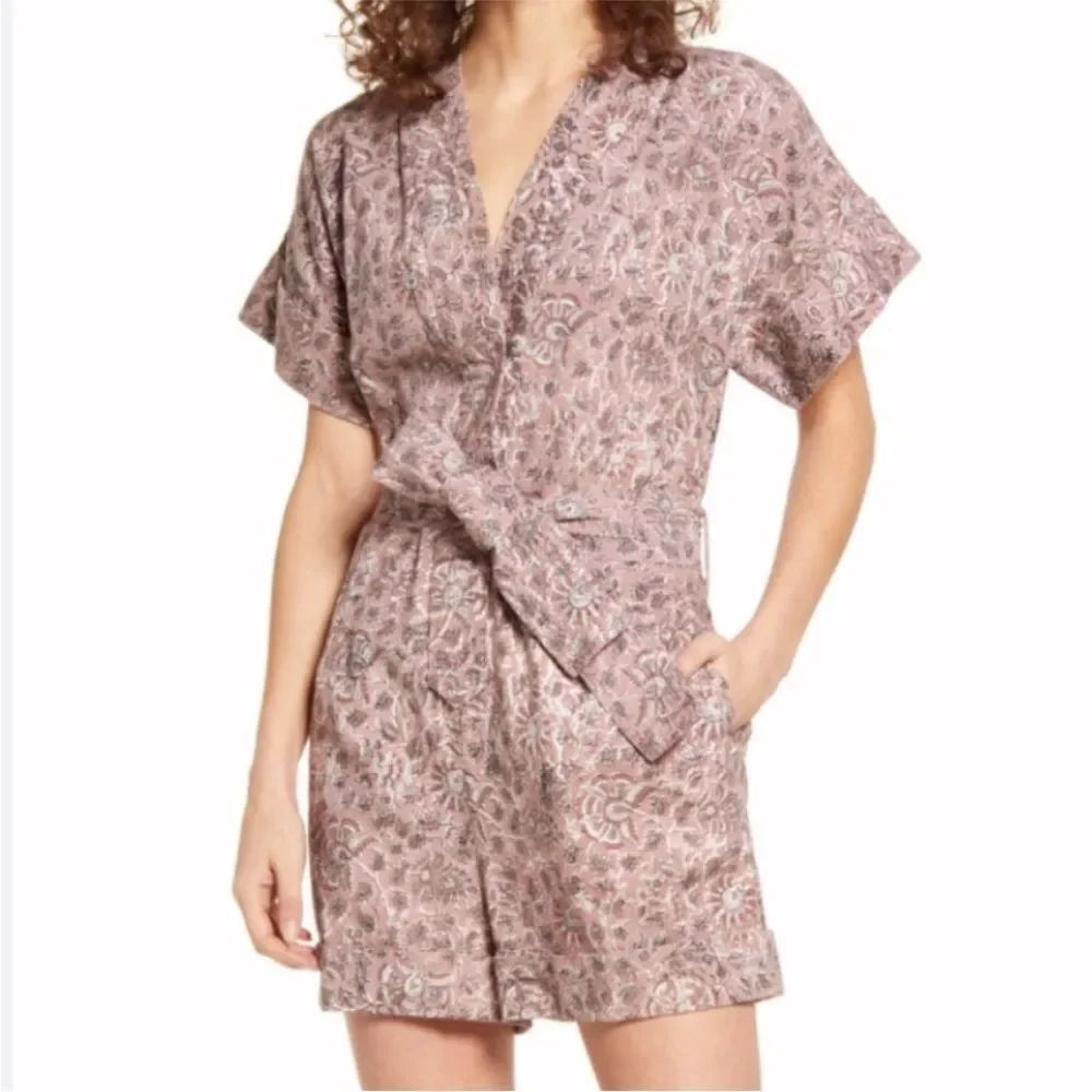 Cleobella Osaka organic cotton pocketed floral boho romper Sz M